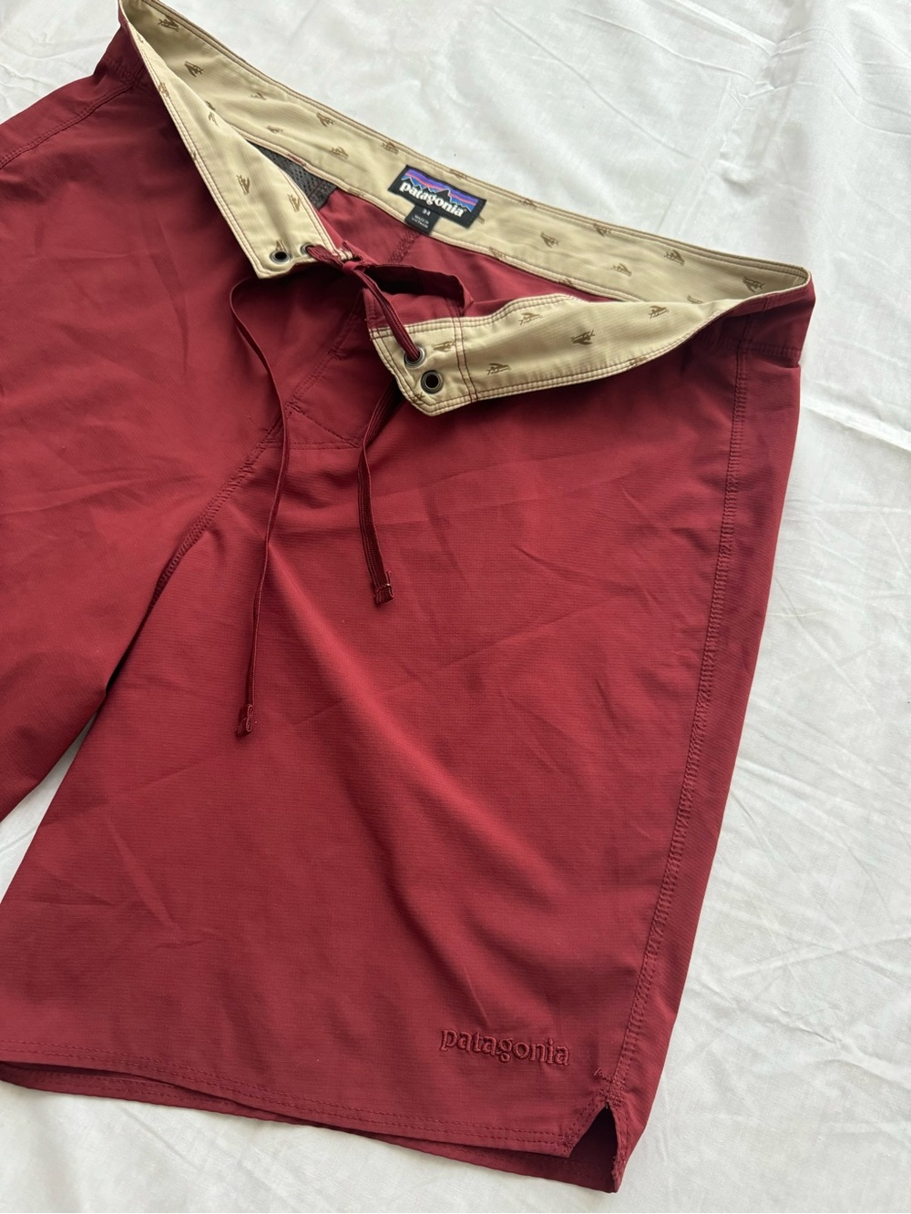Patagonia Burgundy Shorts with Beige Waistband